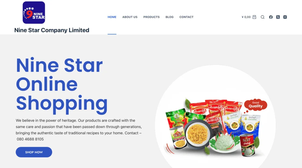 Nine Star website homepage