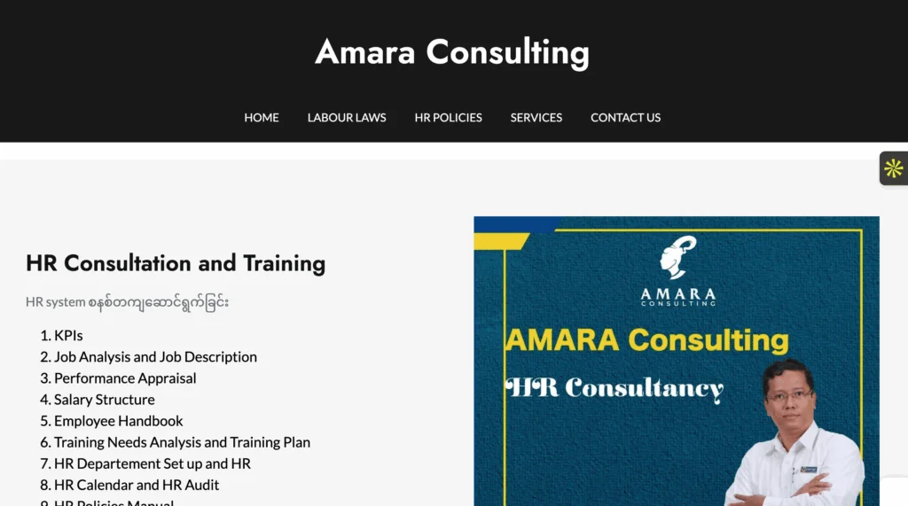 Amara Consultation website homepage
