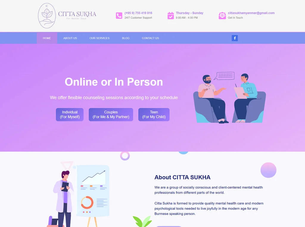 Citta Sukha website homepage