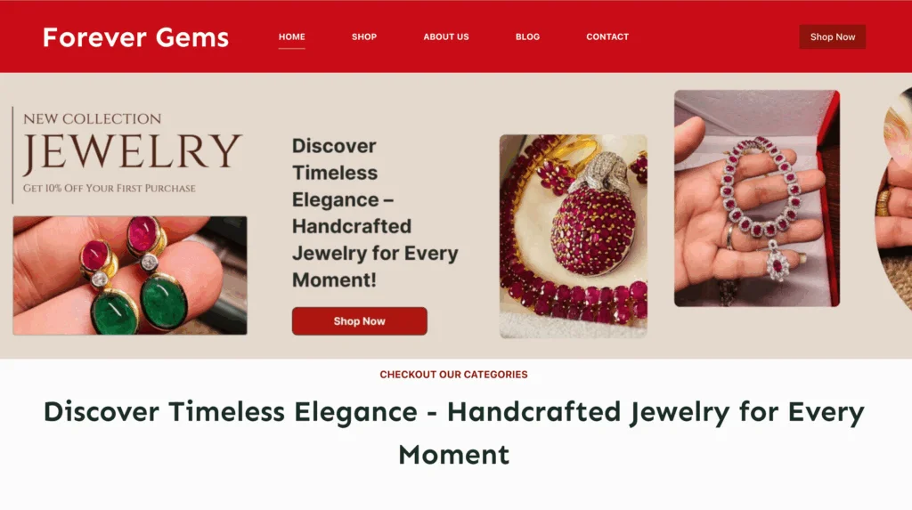 Forever Gems website homepage