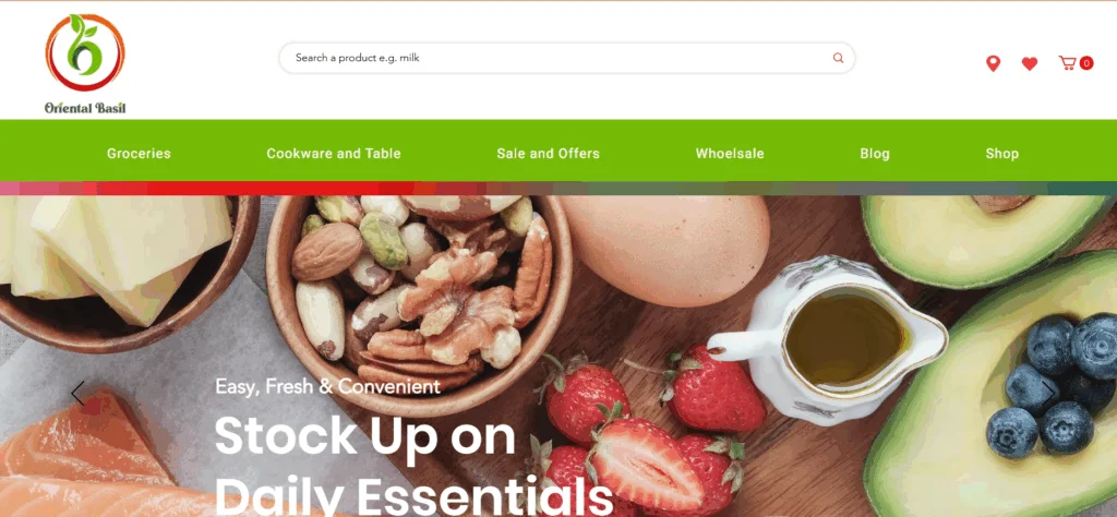 Oriental Basil website homepage